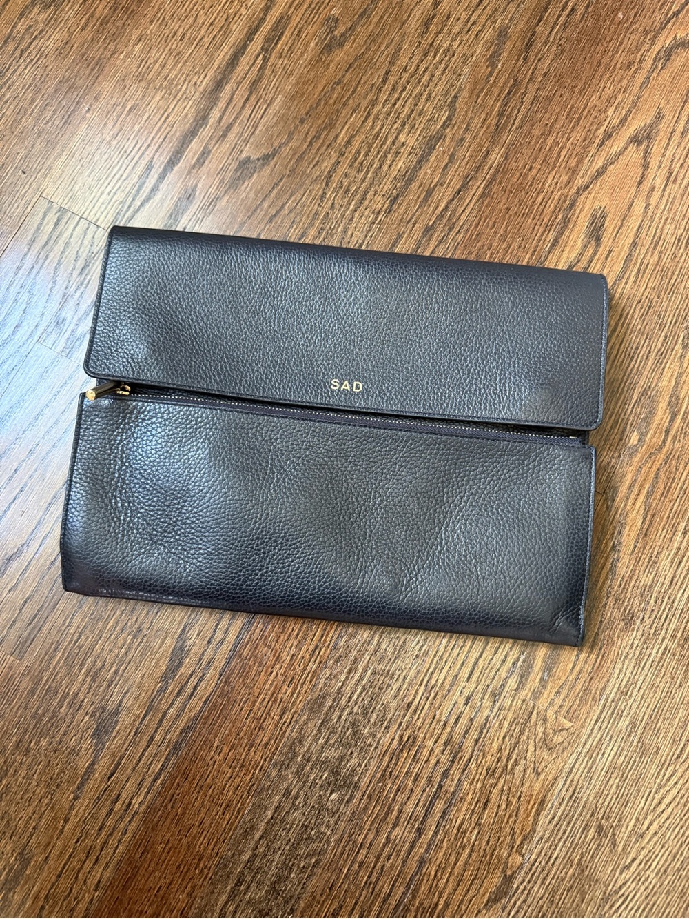 CUYANA Leather Portfolio Black Gold Hardware